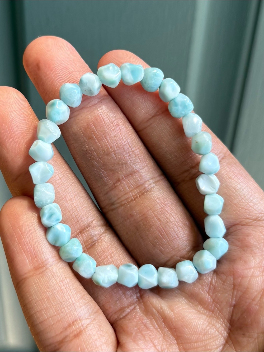 Faceted Larimar Crystal Bracelet 6mm